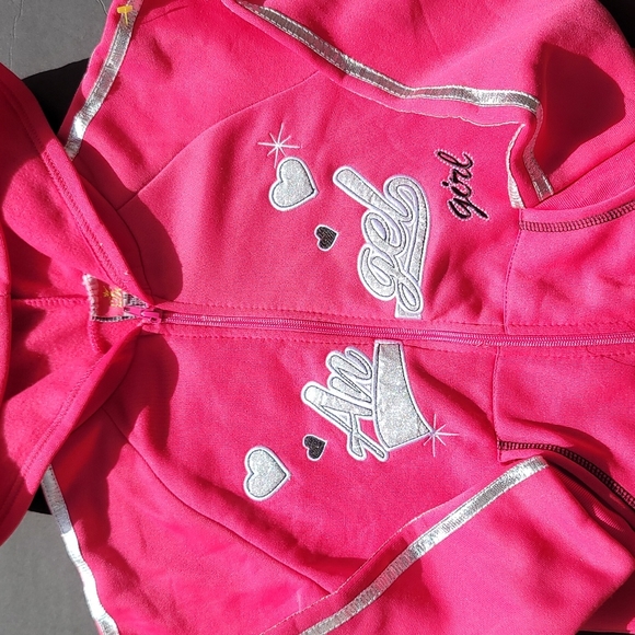 Baby Girl's Angel  Fleece Pink Hoodie 7/8 - Picture 2 of 7